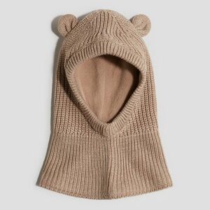 H&M Tan Knit Fleece Lined Balaclava Bear Hat for Toddlers
